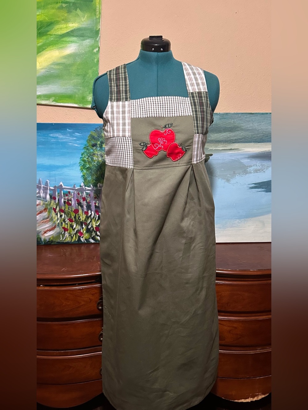 Blair Green Gingham Accent Cotton Blend Dress S Small MS Misses Short